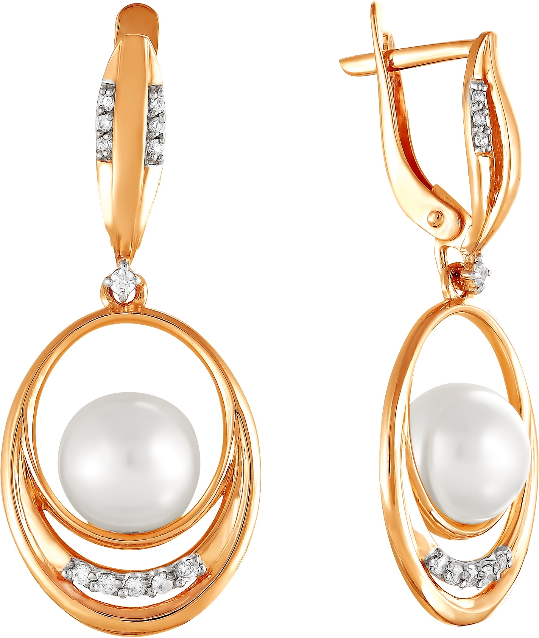

Серьги женские из золота Примаэксклюзив 290-1-596Р, жемчуг/фианит, 290-1-596Р