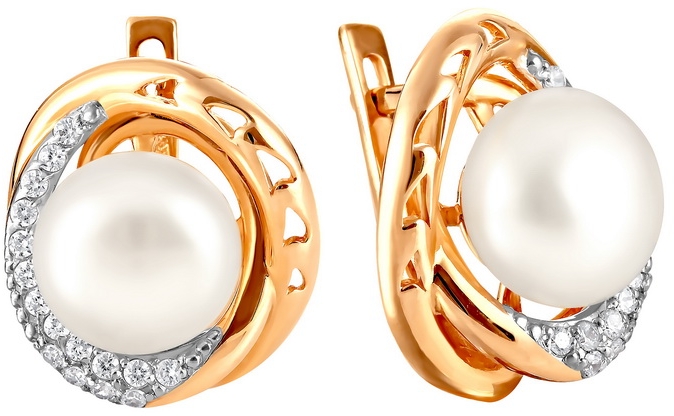 

Серьги женские из золота Примаэксклюзив 290-1-504Р, жемчуг/фианит, 290-1-504Р