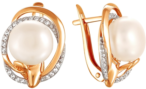 

Серьги женские из золота Примаэксклюзив 290-1-482Р, жемчуг/фианит, 290-1-482Р