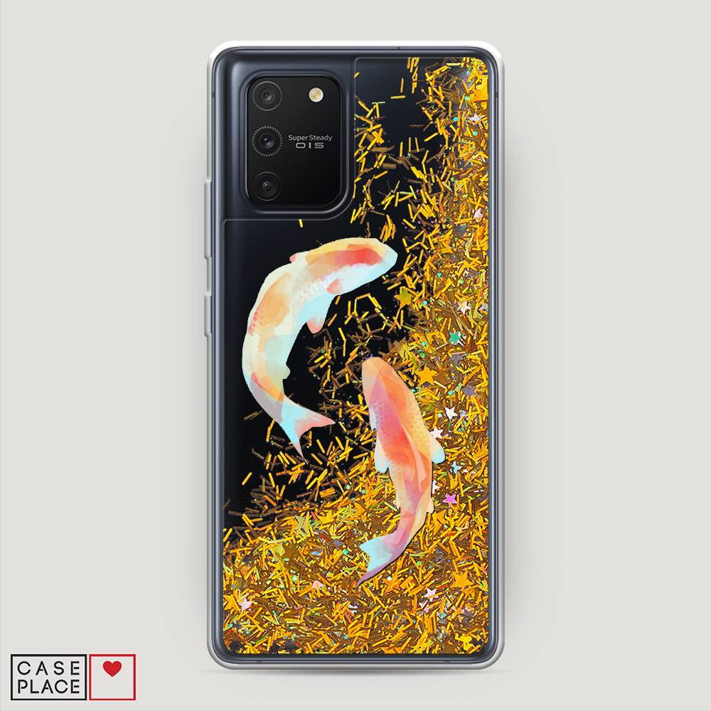 фото Жидкий чехол с блестками "акварельные карпы" на samsung galaxy s10 lite awog