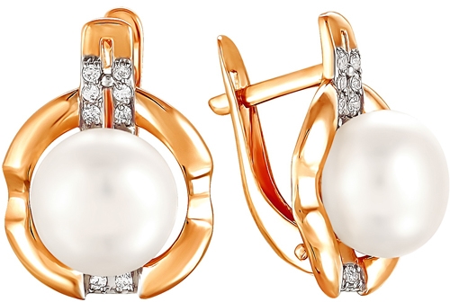 

Серьги женские из золота Примаэксклюзив 290-1-481Р, жемчуг/фианит, 290-1-481Р