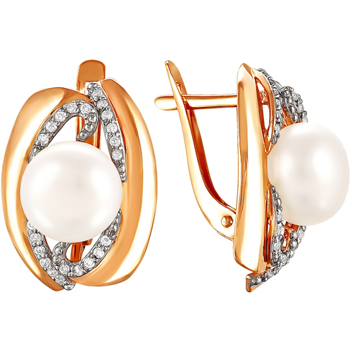 

Серьги женские из золота Примаэксклюзив 290-1-486Р, жемчуг/фианит, 290-1-486Р