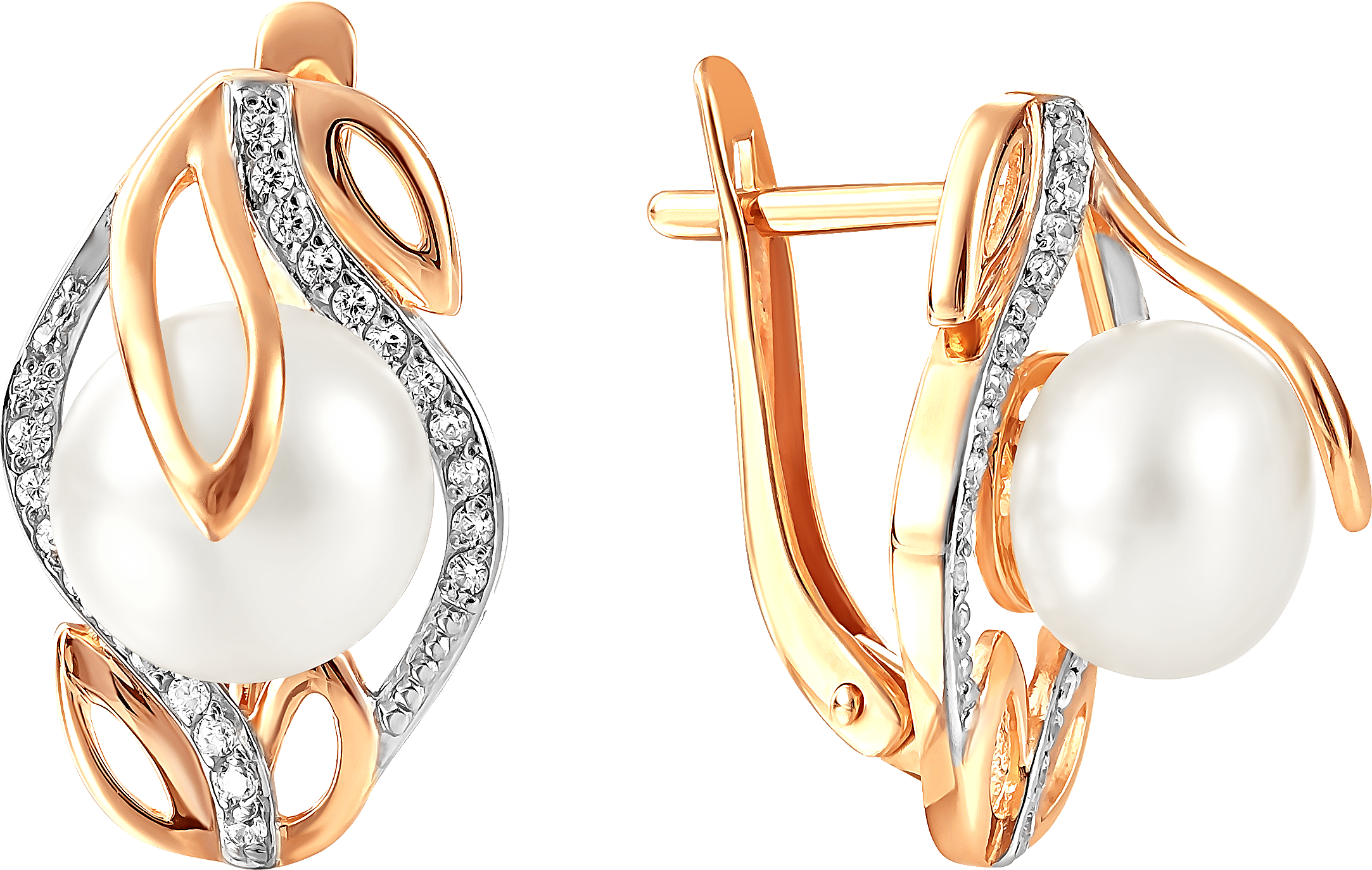 

Серьги женские из золота Примаэксклюзив 290-1-885Р, жемчуг/фианит, 290-1-885Р