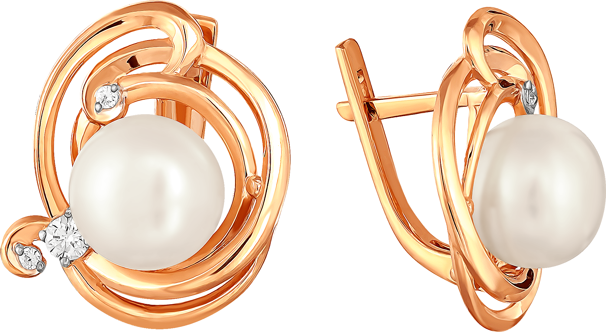 

Серьги женские из золота Примаэксклюзив 024-0822, жемчуг/фианит, 024-0822
