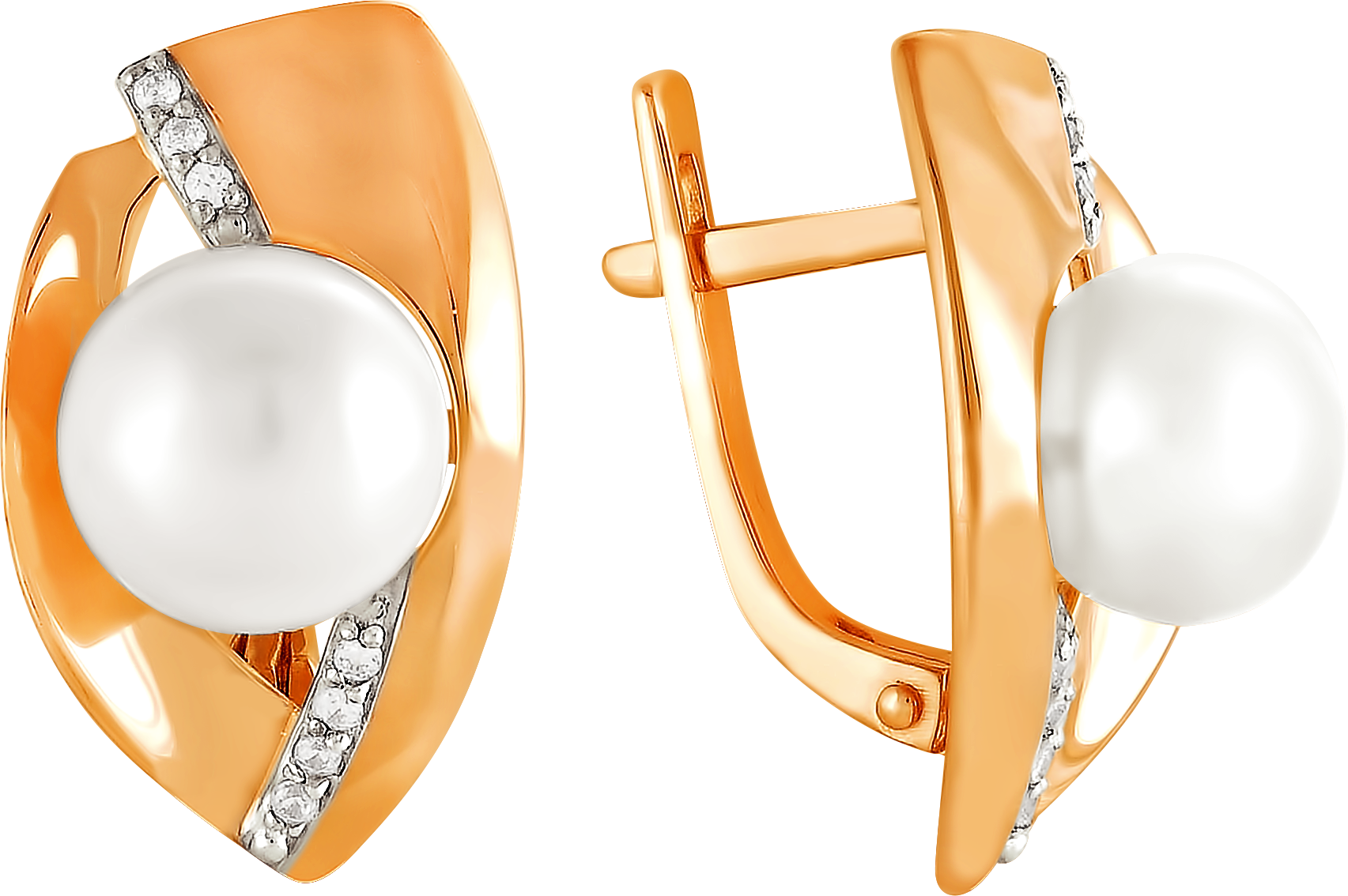 

Серьги женские из золота Примаэксклюзив 024-0525, жемчуг/фианит, 024-0525