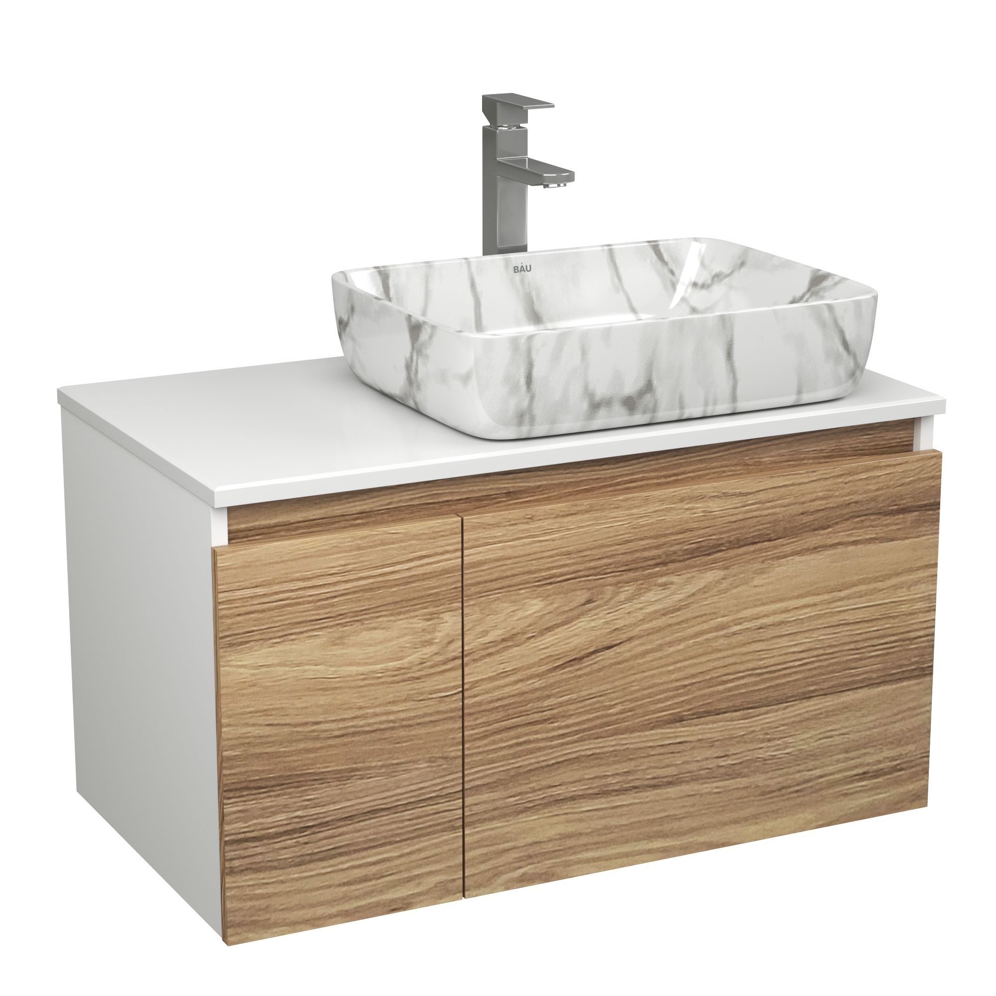 

Комплект: тумба Bau Dream Blackwood 80,раковина BAU Hotel,смеситель Hotel Stil, Бежевый, BD1080_BH1002-MAR