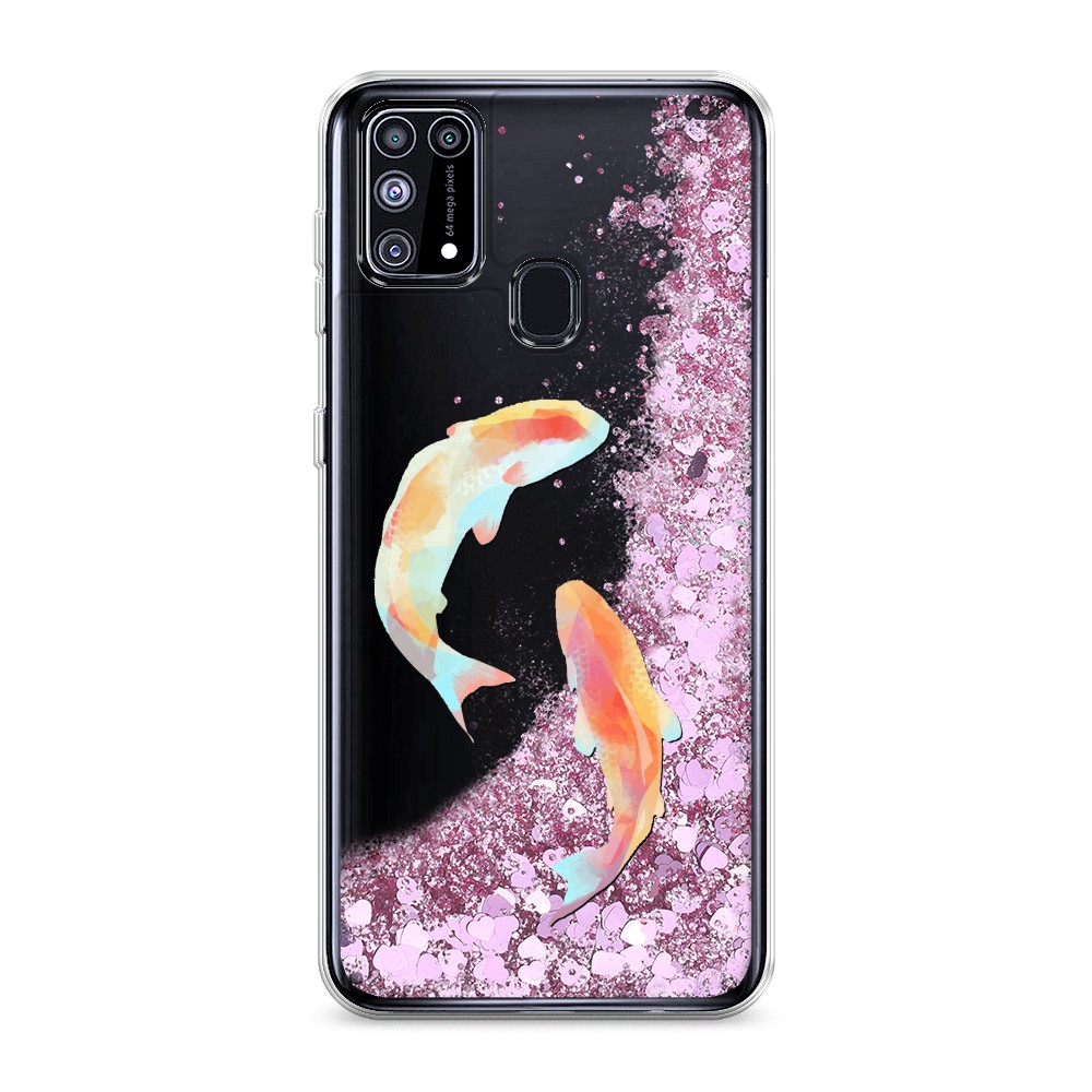 фото Жидкий чехол с блестками "акварельные карпы" на samsung galaxy m31 awog