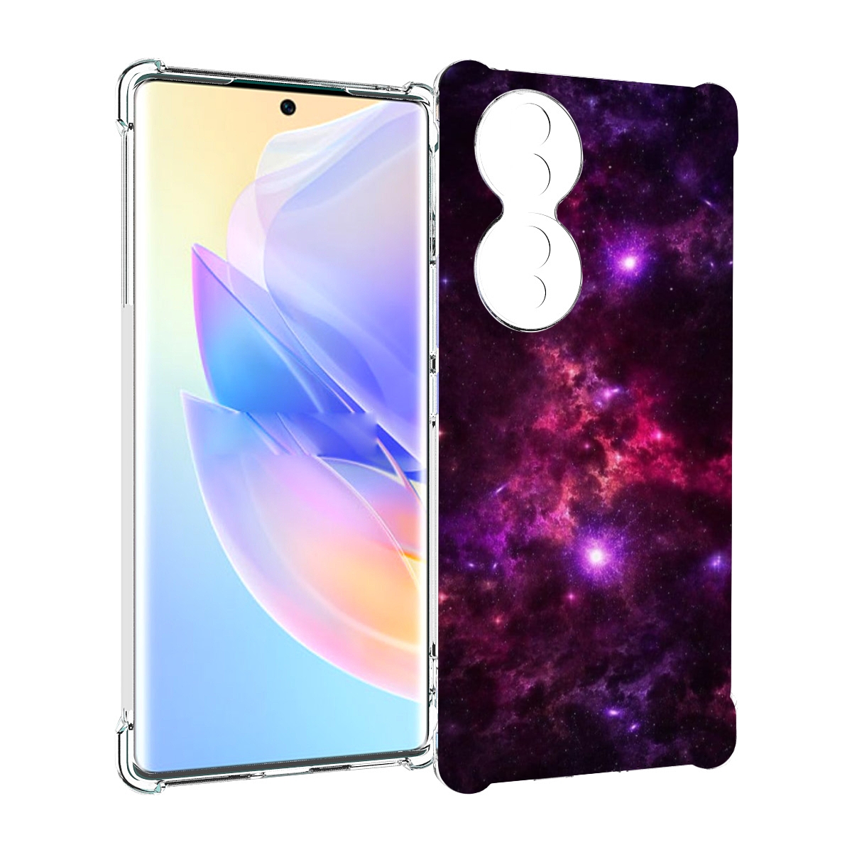 

Чехол MyPads фиолетовый-космос-с-облаками для Honor 70, Прозрачный, Tocco