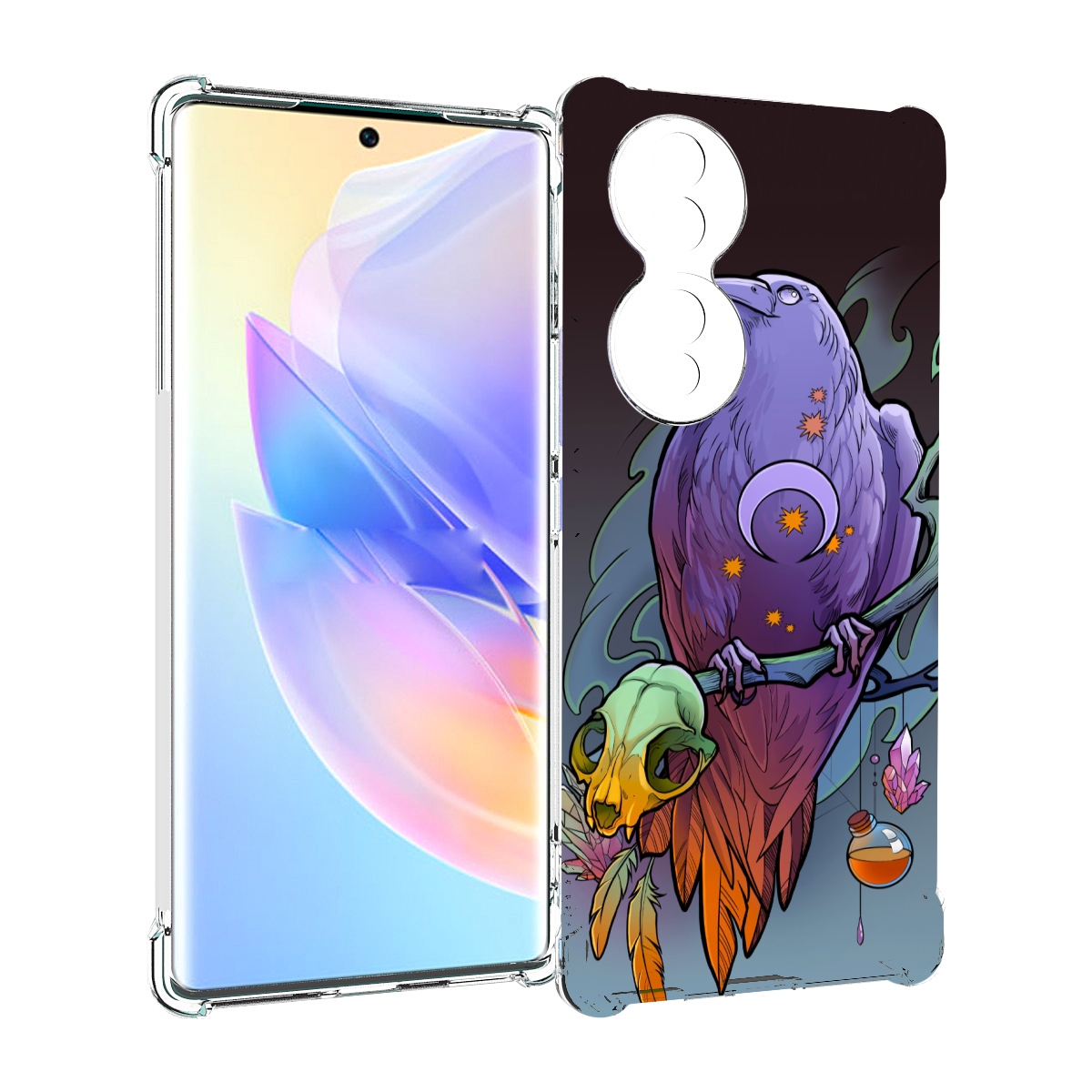

Чехол MyPads фиолетовый ворон на ветке для Honor 70, Прозрачный, Tocco