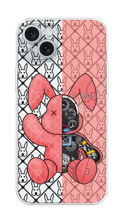 

Чехол на Apple iPhone 15 Plus "Киборг-заяц розовый", Розовый;прозрачный;черный, 15650-1
