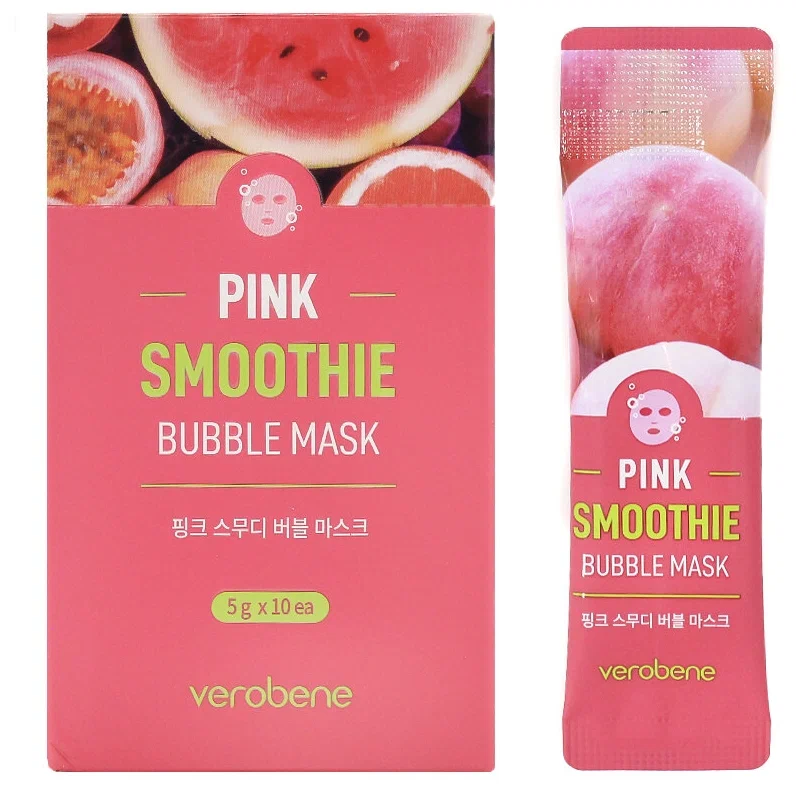 

Кислородная маска смузи с красным коктейлем Verobene Pink Smoothie Bubble 10 шт