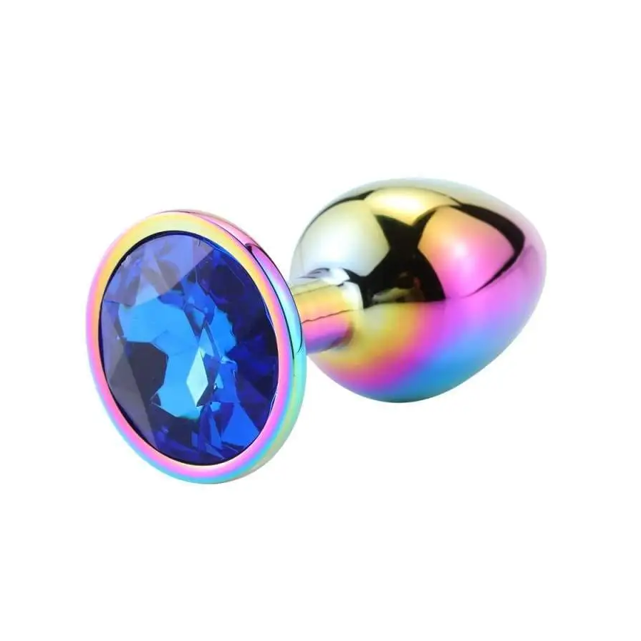 Анальная пробка Nlonely с синим камушком, разноцветная M