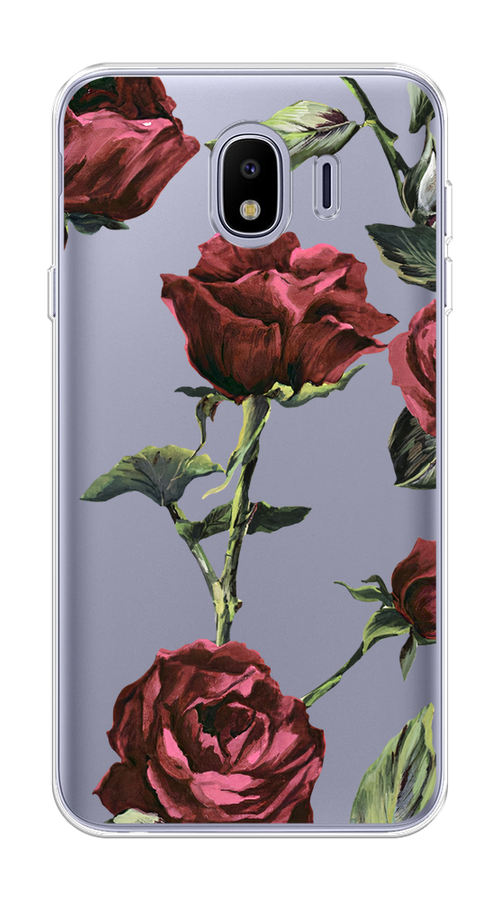 

Чехол Awog на Samsung Galaxy J4 "Бордовые розы фон", Красный, 26450-8