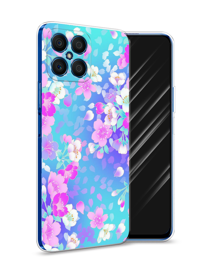 

Чехол Awog на Honor X8 "Яблоневые цветы", Голубой;розовый;белый, 6107650-8