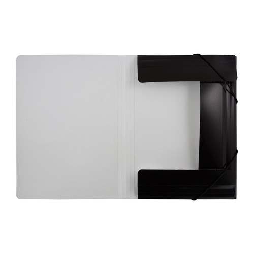 

Папка на резинке Бюрократ Black&White BWPR05BLCK A4 30мм корешок пластик 0.5мм черный