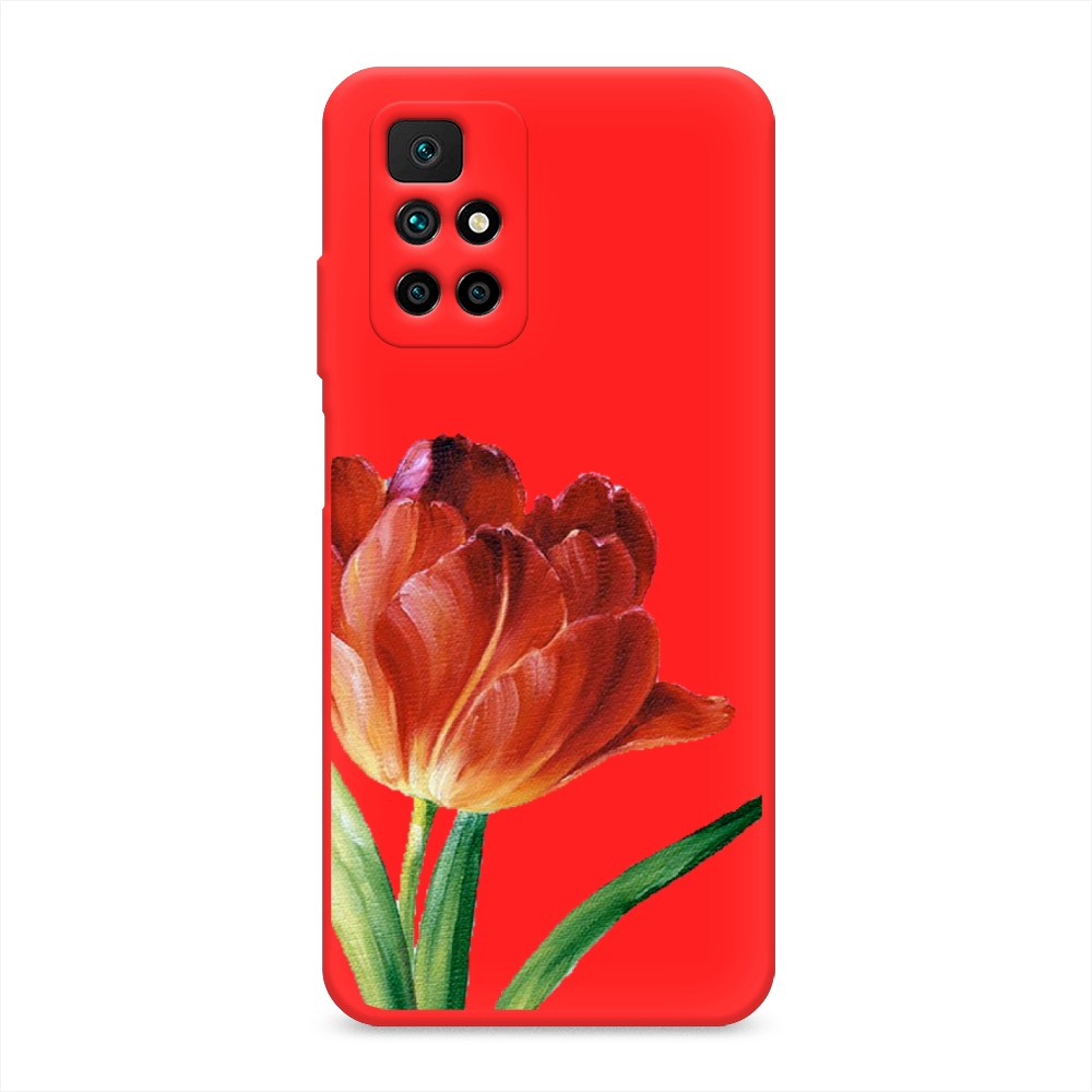 фото Матовый силиконовый чехол "красный тюльпан" на xiaomi redmi note 11 4g china awog