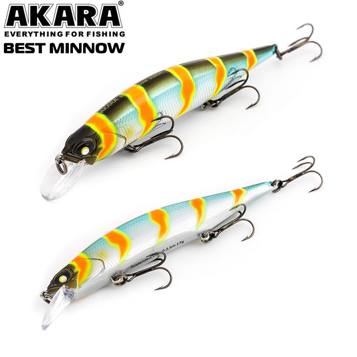 

Воблер Akara Best Minnow 110SP 17 гр 3/5 oz 4,3 in A106, Разноцветный, Best Minnow