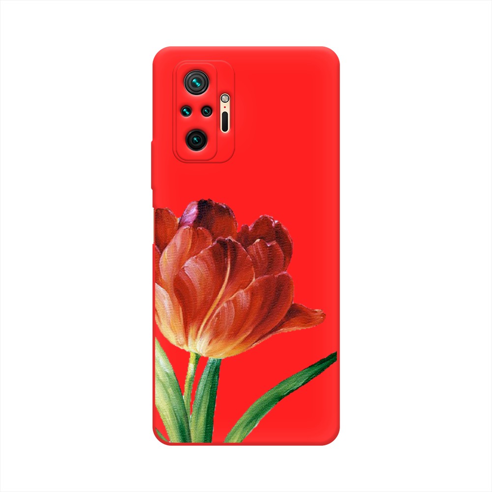 фото Матовый силиконовый чехол "красный тюльпан" на xiaomi redmi note 10 pro awog