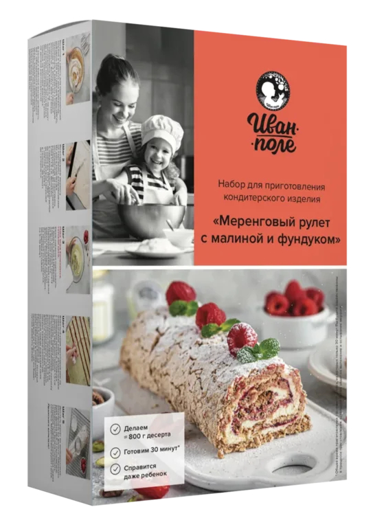 

Смесь для выпечки меренгового рулета Иван-поле Малина и фундук 545 г