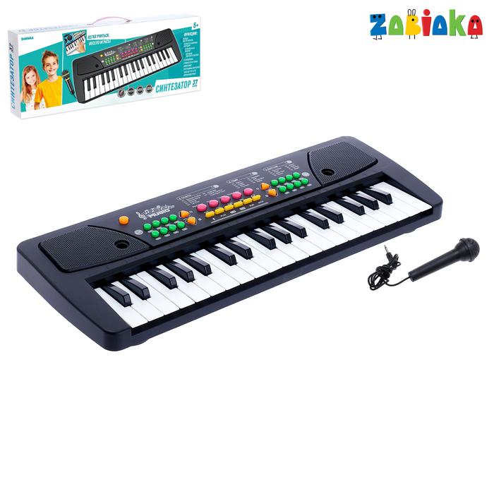

ZABIAKA "Музыкант-2", с микрофоном и блоком питания, 37 клавиш, Разноцветный