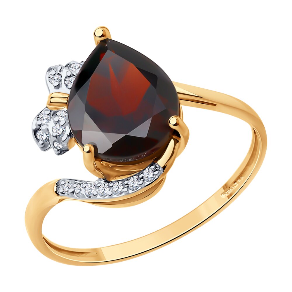 

Кольцо из красного золота с бриллиантом/гранатом р. 18,5 SOKOLOV Diamonds 71-00116, 71-00116