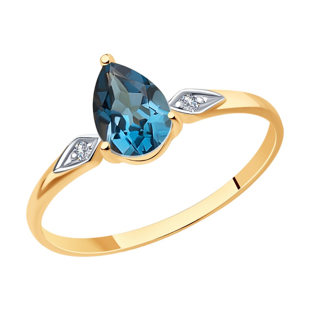 

Кольцо из золота р.  SOKOLOV Diamonds 71-00019, бриллиант\топаз, 71-00019