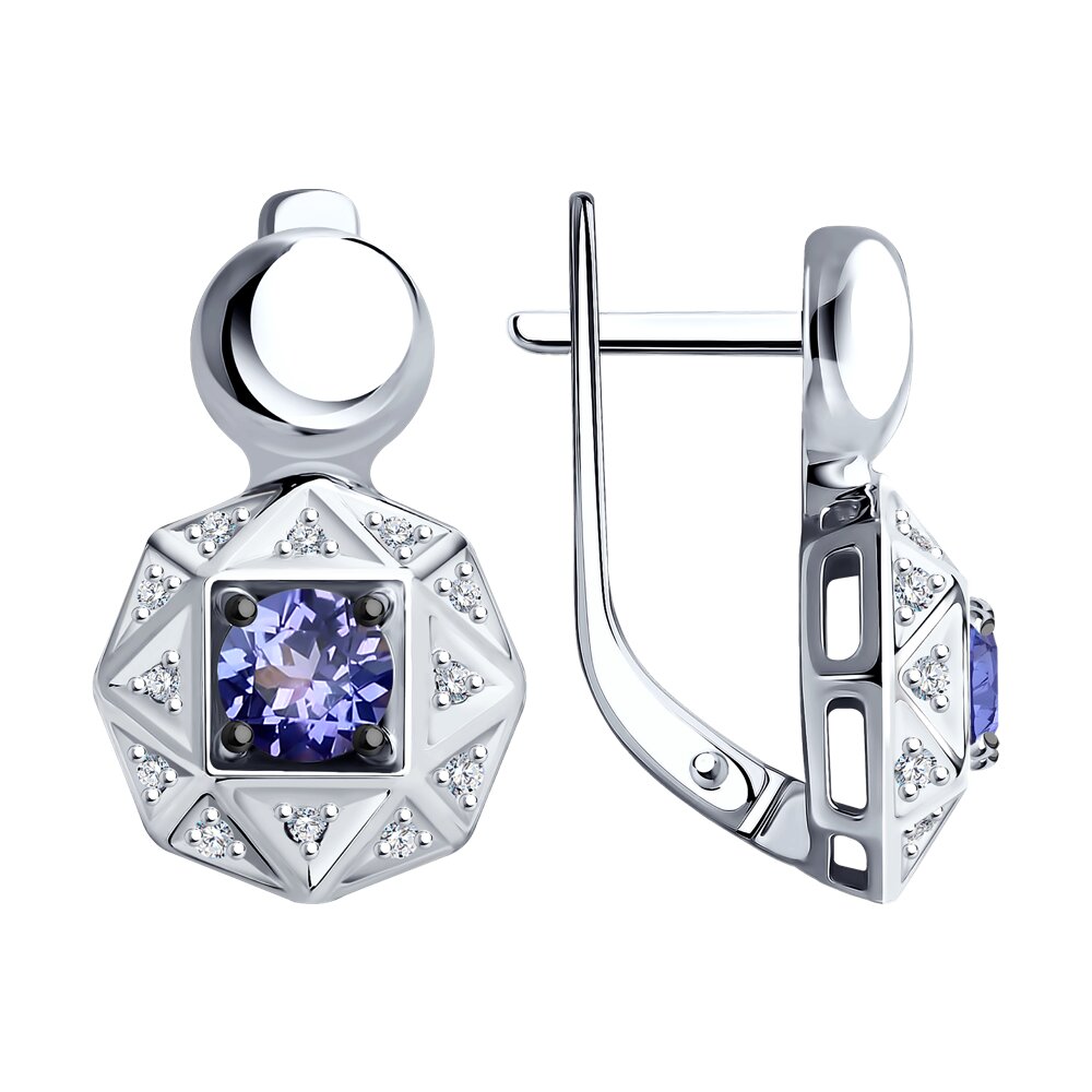 

Серьги из белого золота с бриллиантом/танзанитом SOKOLOV Diamonds 6024057, 6024057