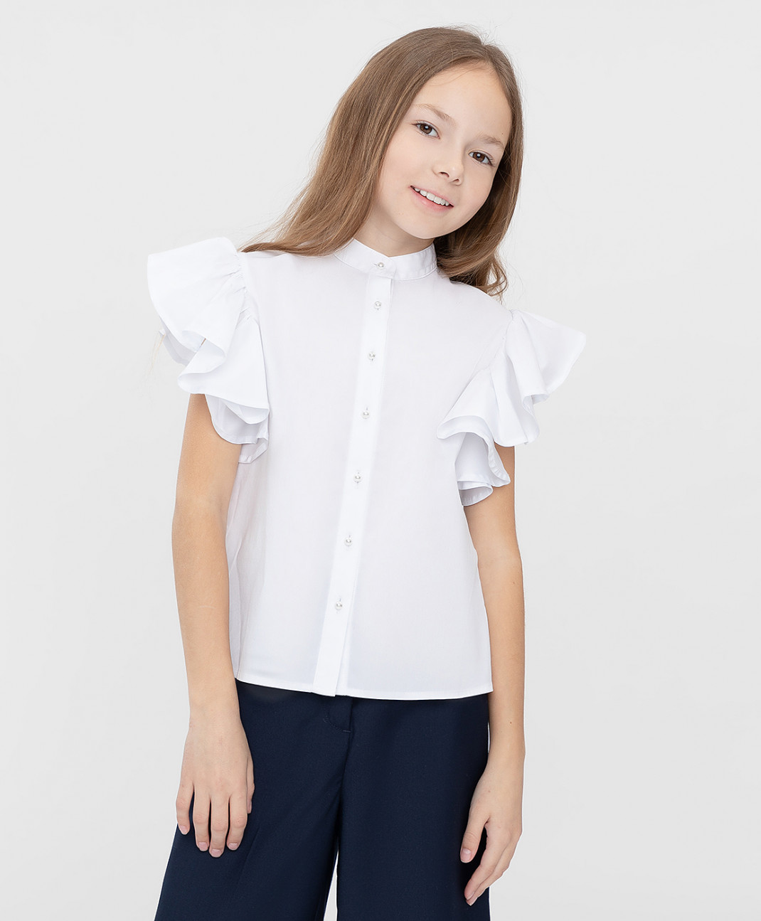 

Блузка детская Button Blue 222BBGS22090200 цв. белый р. 140, 222BBGS22090200