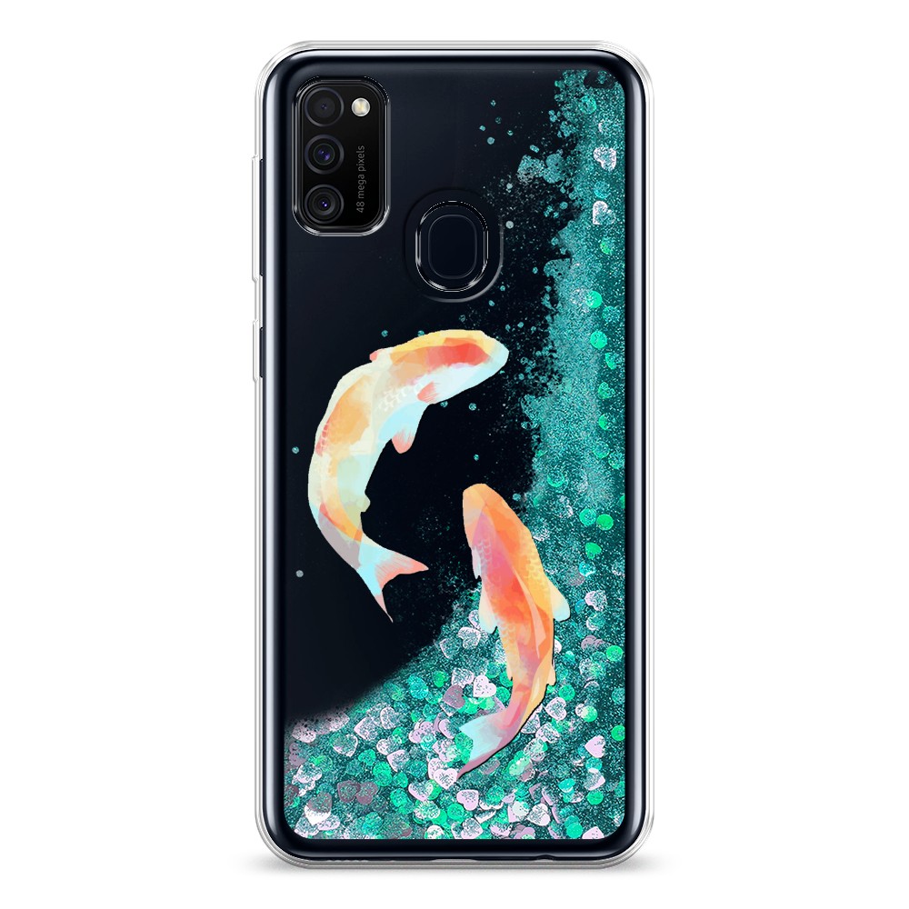 

Жидкий чехол с блестками "Акварельные карпы" на Samsung Galaxy M30s, 29895-1