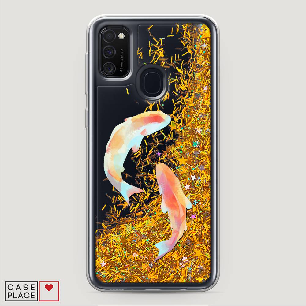 

Жидкий чехол с блестками "Акварельные карпы" на Samsung Galaxy M30s, 29890-1