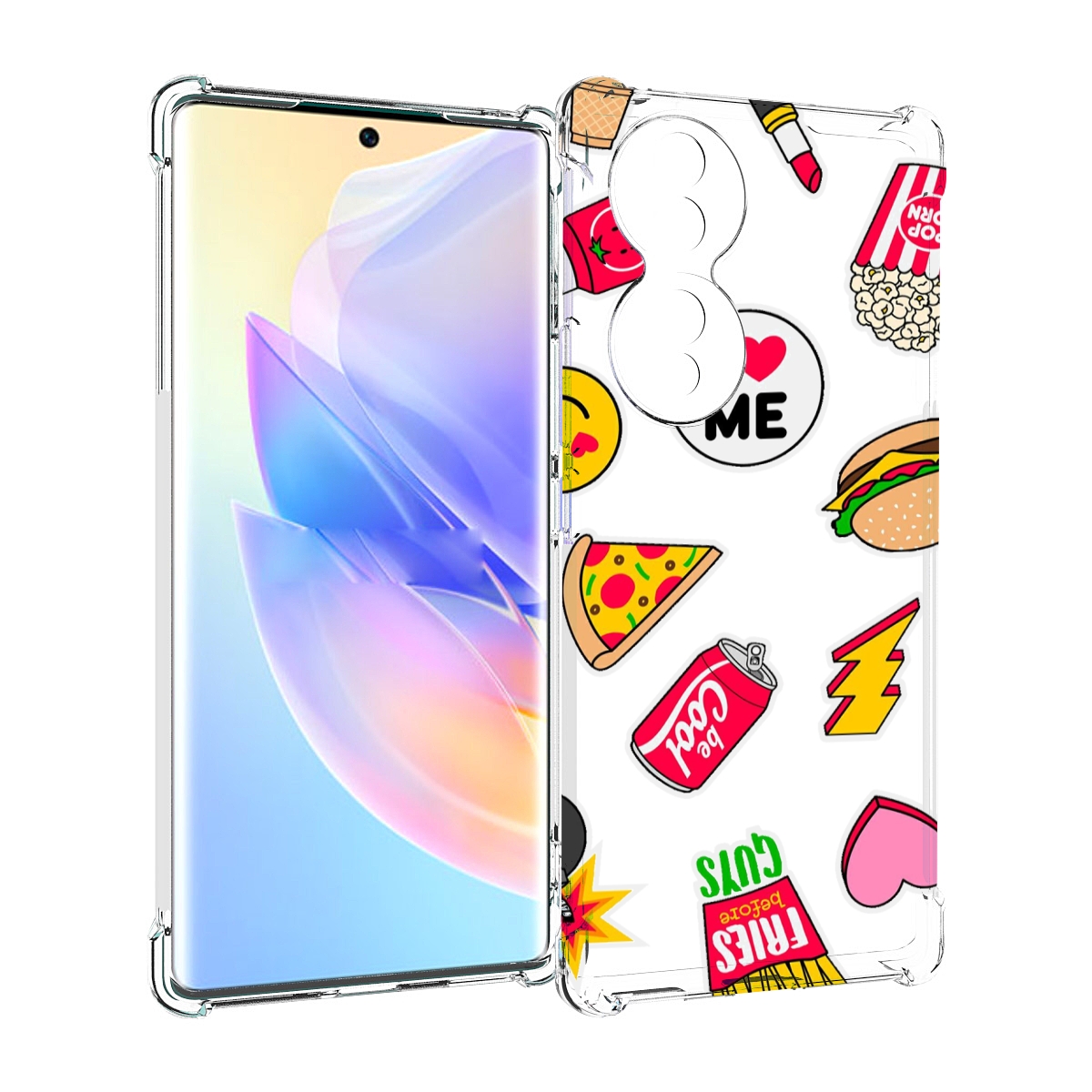 

Чехол MyPads фаст-фуд для Honor 70, Прозрачный, Tocco