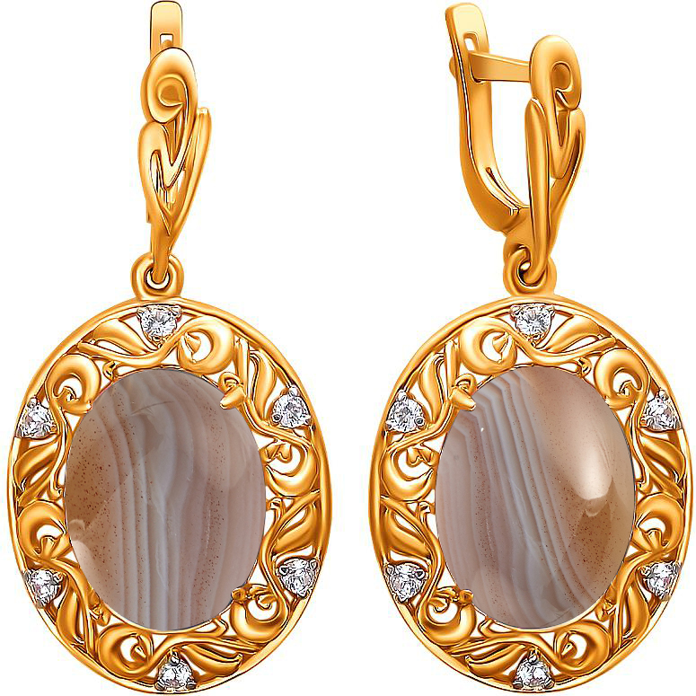 

Серьги женские из серебра Эстет С15С451461П, агат/фианит, С15С451461П