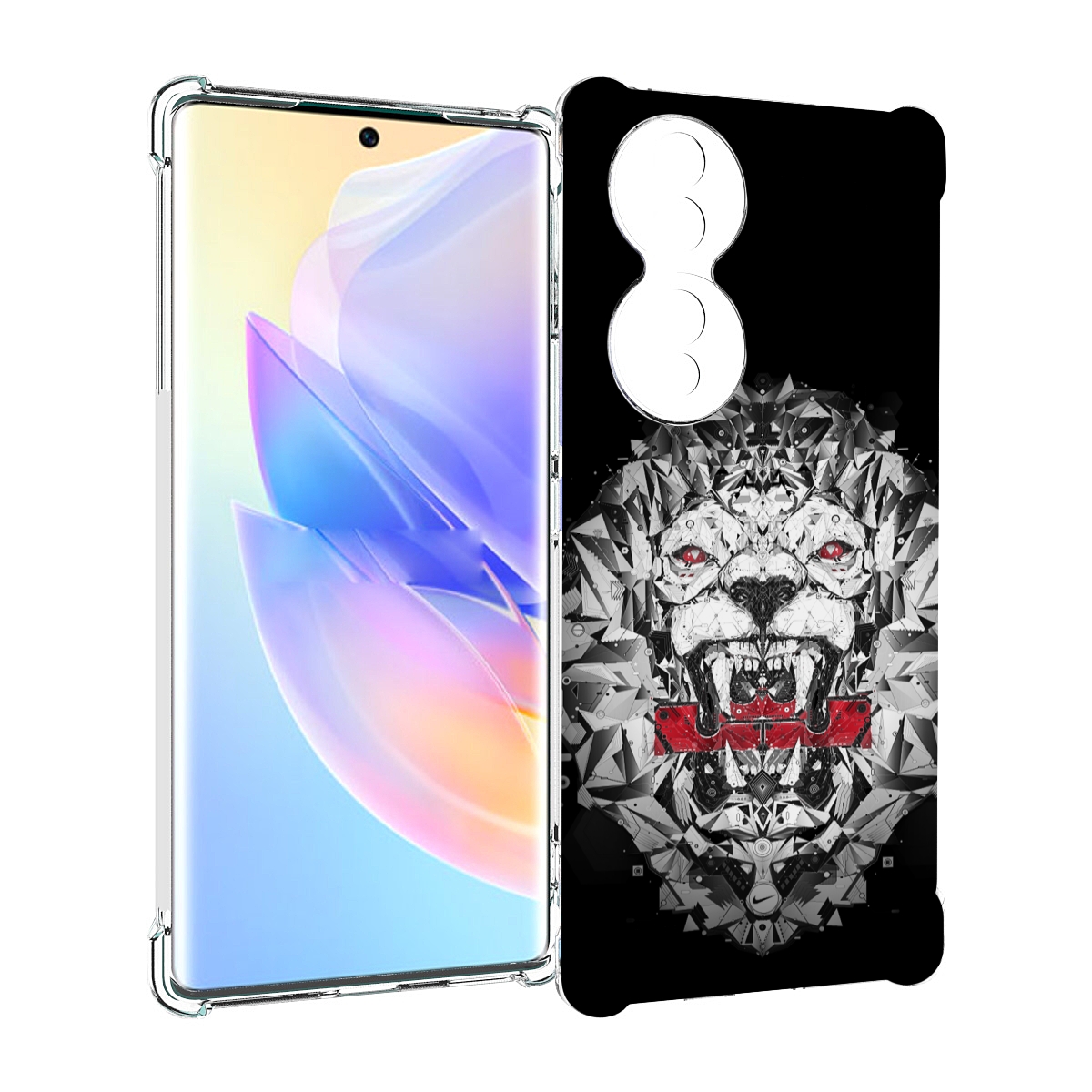 

Чехол MyPads тигр-с-гранями-черно-белый для Honor 70, Прозрачный, Tocco