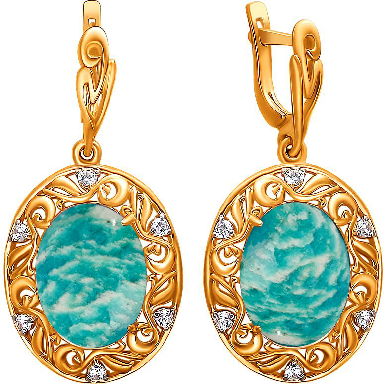 

Серьги женские из серебра Эстет С15С451461П, амазонит/фианит, С15С451461П