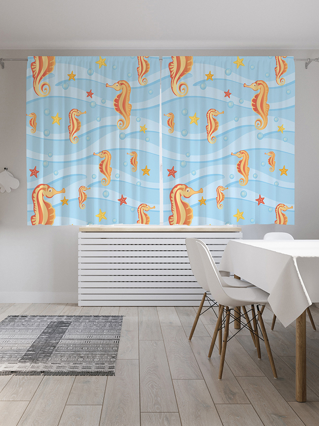 

Шторы с фотопечатью "Удивительные морские коньки" из сатена, 290х180 см