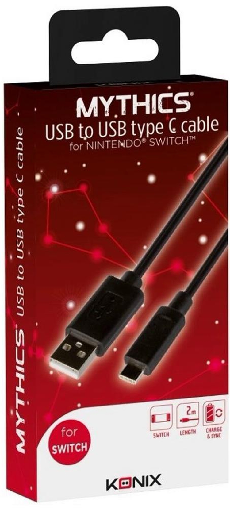 

Кабель для зарядки и передачи данных 2 м USB Type-C Konix Mythics (PS5/Xbox One/Series X), Черный, Charge and Sync USB Type-C Cable