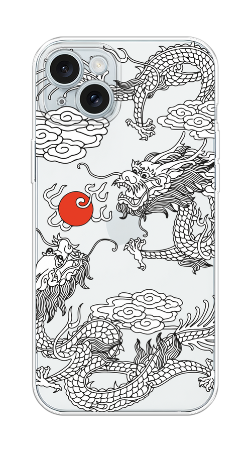 

Чехол на Apple iPhone 15 Plus "Драконы с ножом", Прозрачный;черный;белый, 15650-1