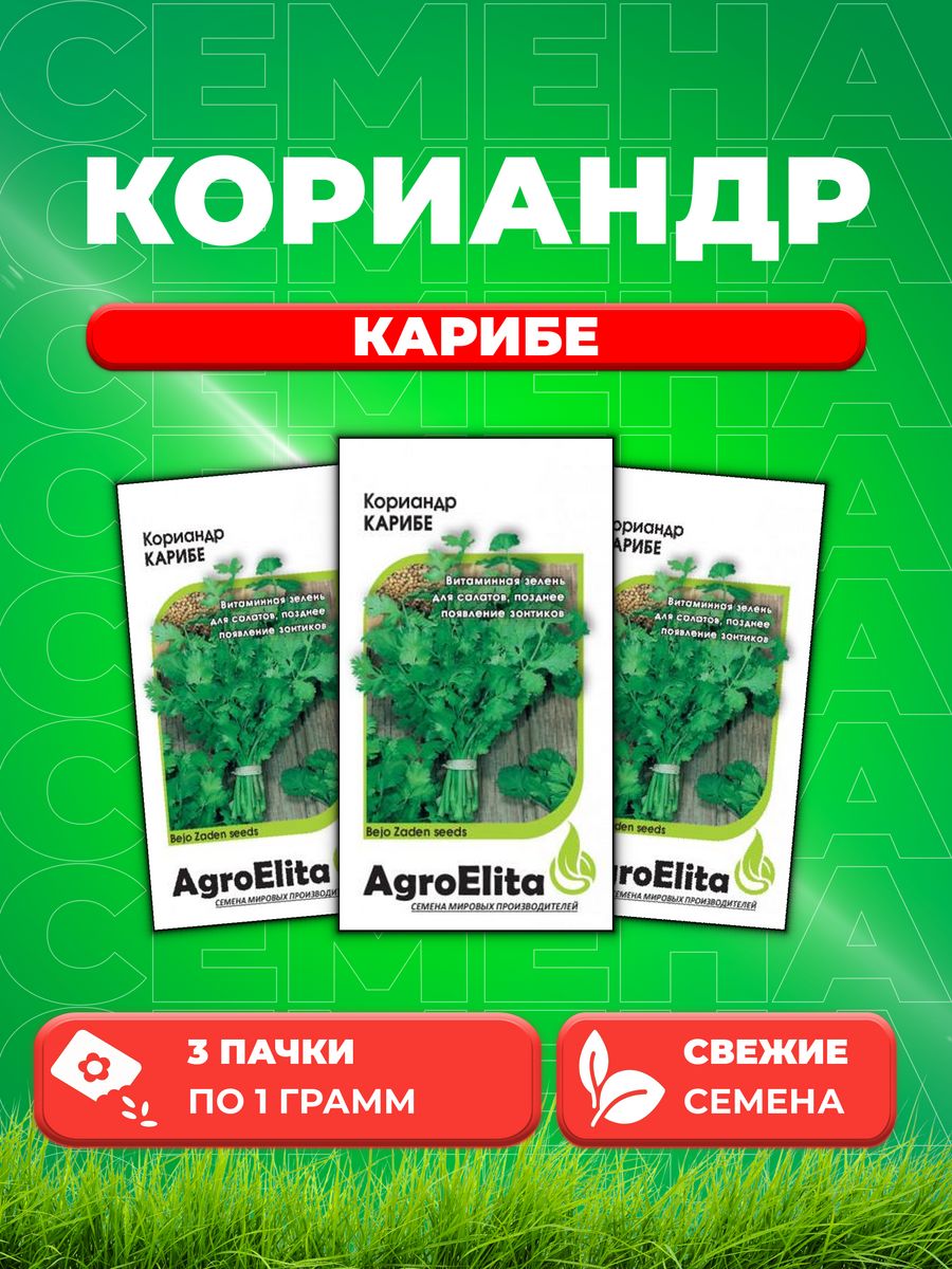 Семена Кориандр Карибе 10г AgroElita Bejo3уп 299₽