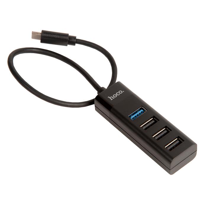 

Переходник разветвитель Hoco HB25 Easy Mix, Type-C - 1*USB3.0 + 3*USB2.0, Black