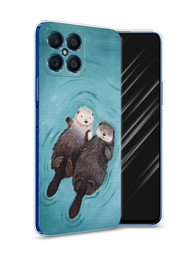 

Чехол Awog на Honor X8 "Парочка бобров", Голубой, 6107650-10