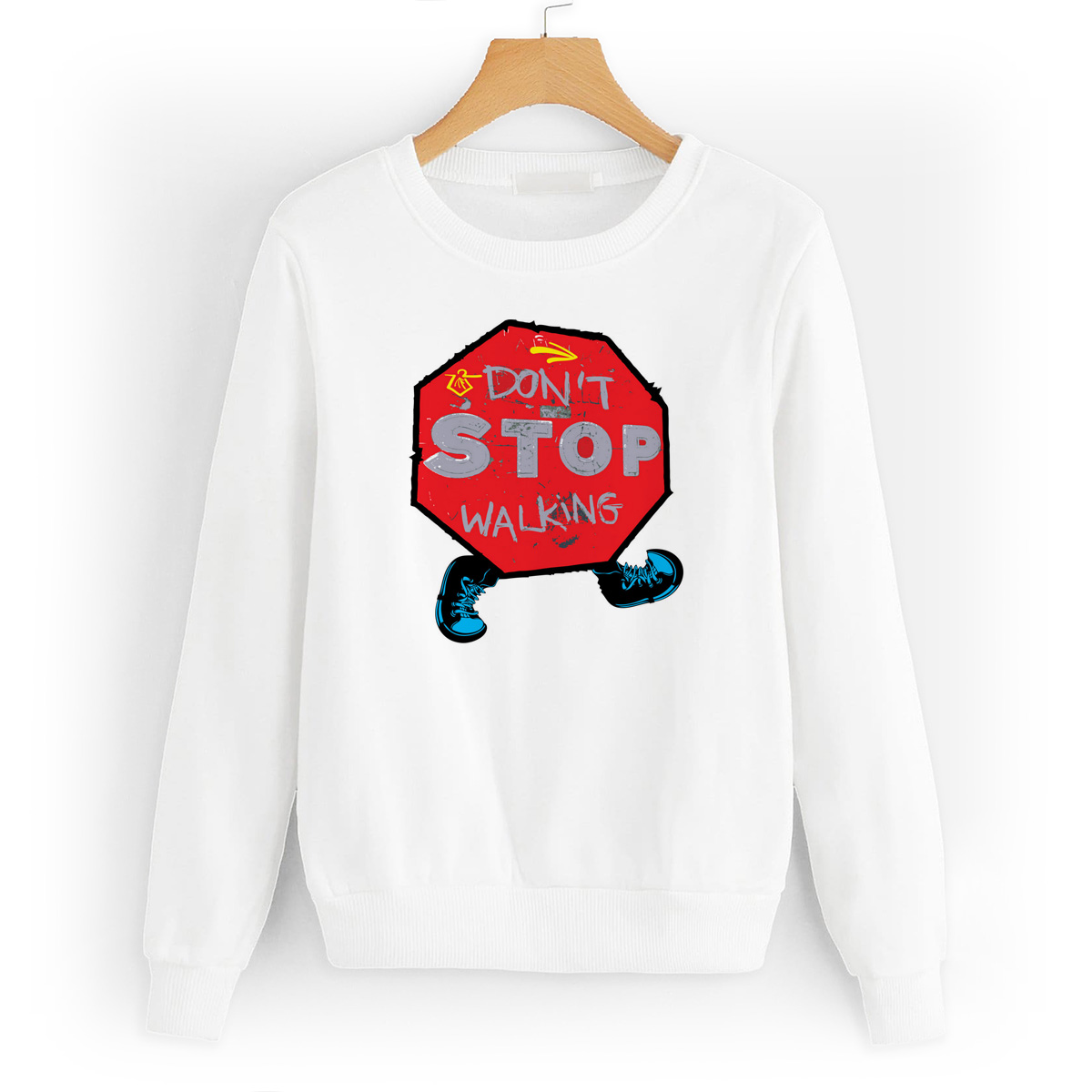 

Свитшот белый CoolPodarok Dont stop walking, 4W015740