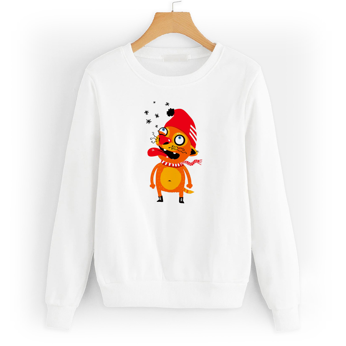 

Свитшот белый CoolPodarok Иллюстрация. Кот ловит снежинки, W0151447
