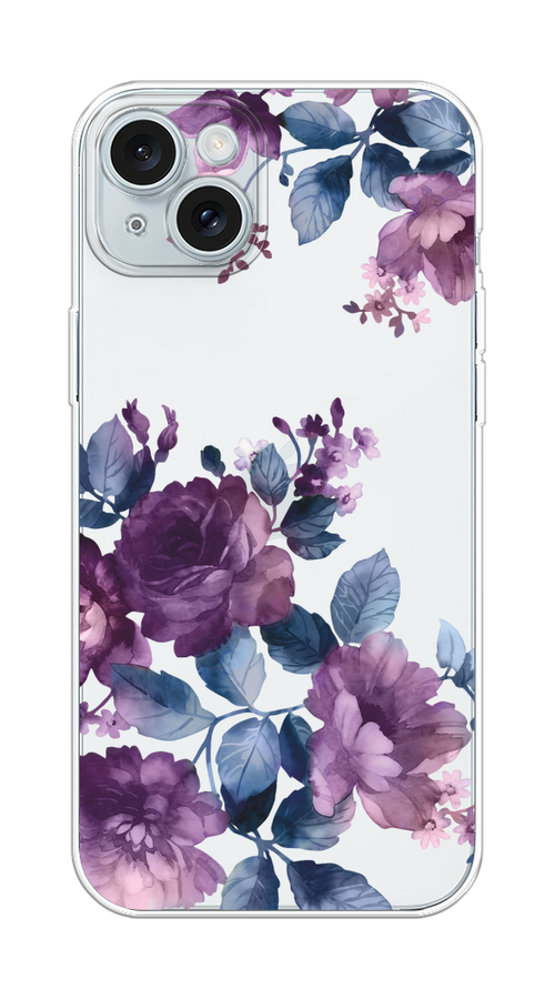 

Чехол на Apple iPhone 15 Plus "Purple Blossoms", Синий;фиолетовый, 15650-1