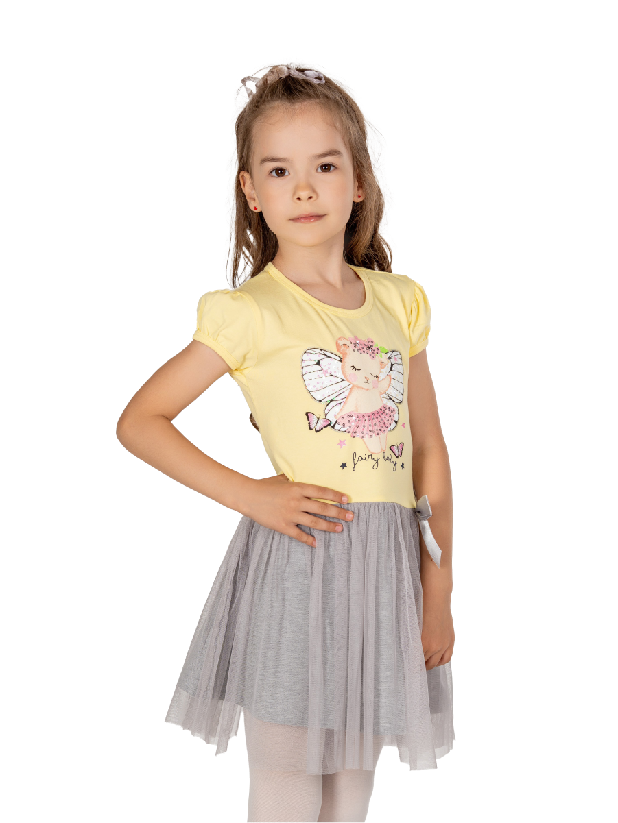 Платье детское Pop Fashion PF77661, желтый, 110