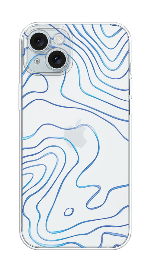 

Чехол на Apple iPhone 15 Plus "Blue lines", Прозрачный;синий, 15650-1