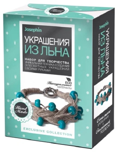 

Украшение из льна.Ожерелье с бирюзой