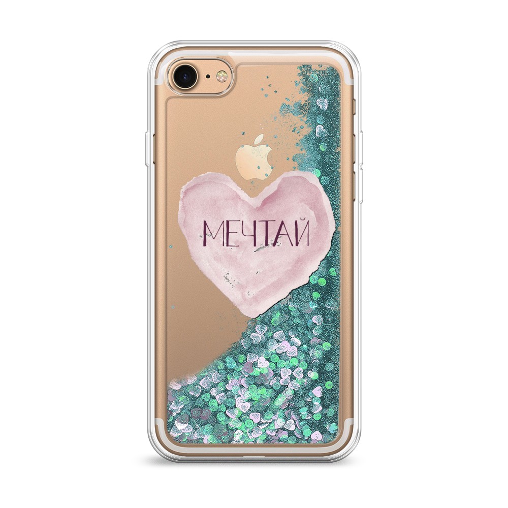 

Жидкий чехол с блестками "Мечтай сердце" на Apple iPhone 8, 10895-1
