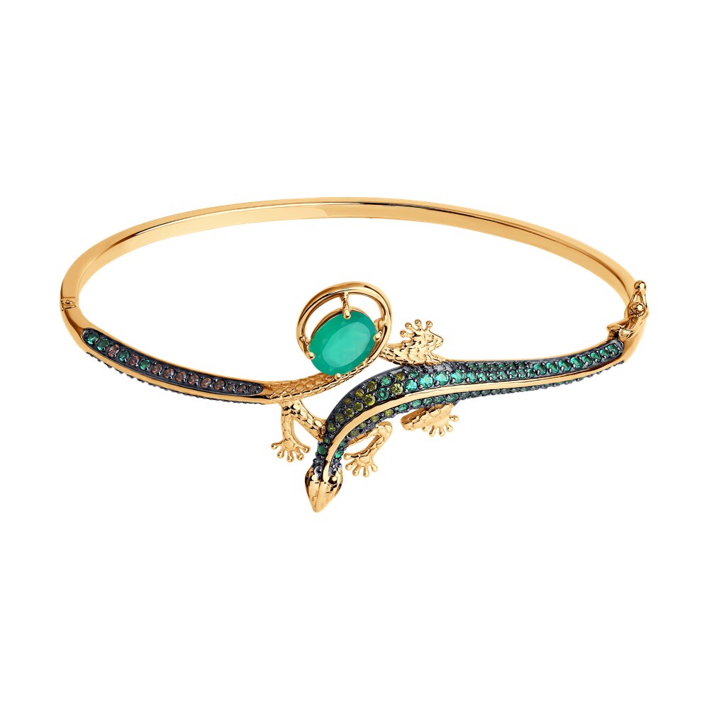 

Браслет из золота р. 17 SOKOLOV 750521, фианит\агат, 750521