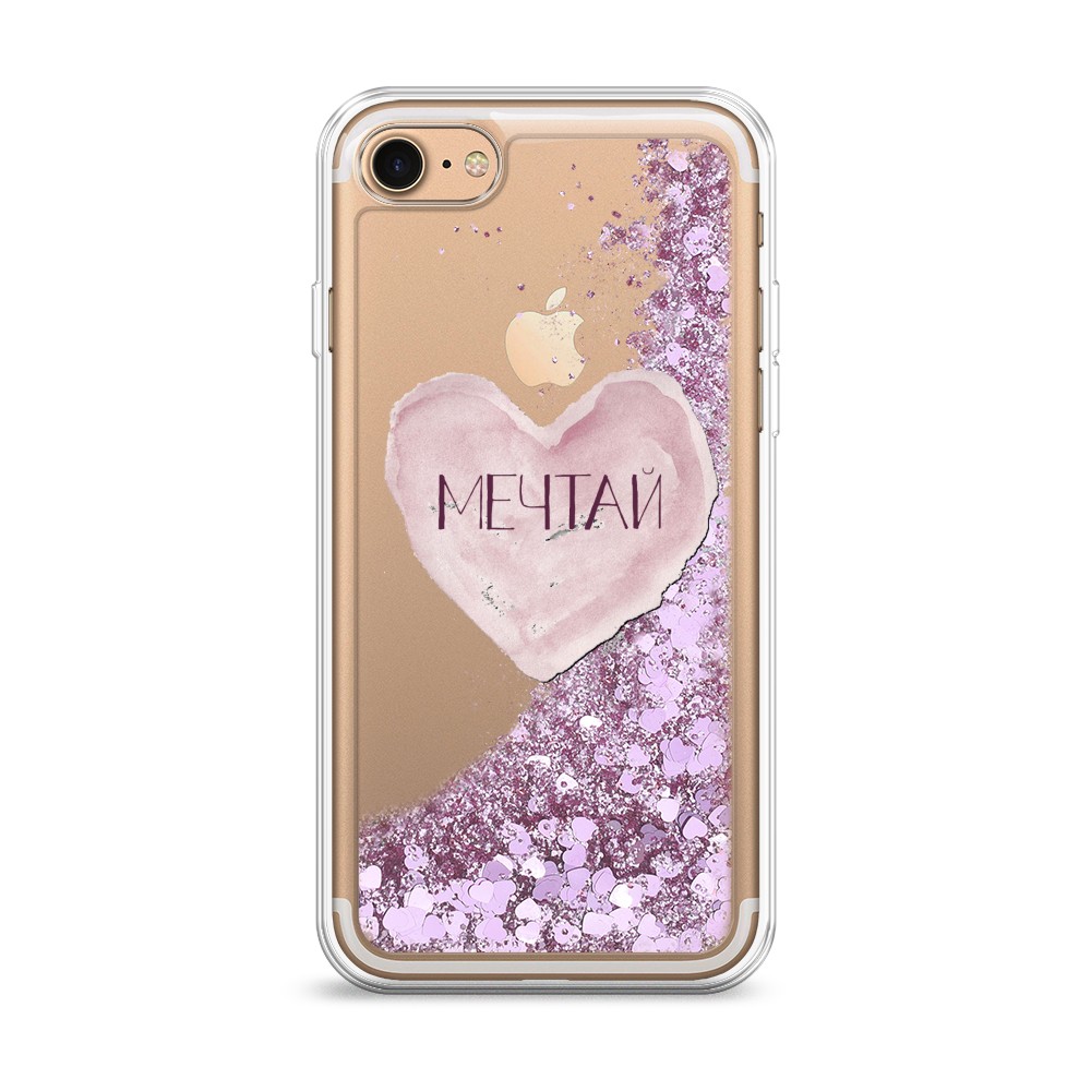 

Жидкий чехол с блестками "Мечтай сердце" на Apple iPhone 7, 10694-1