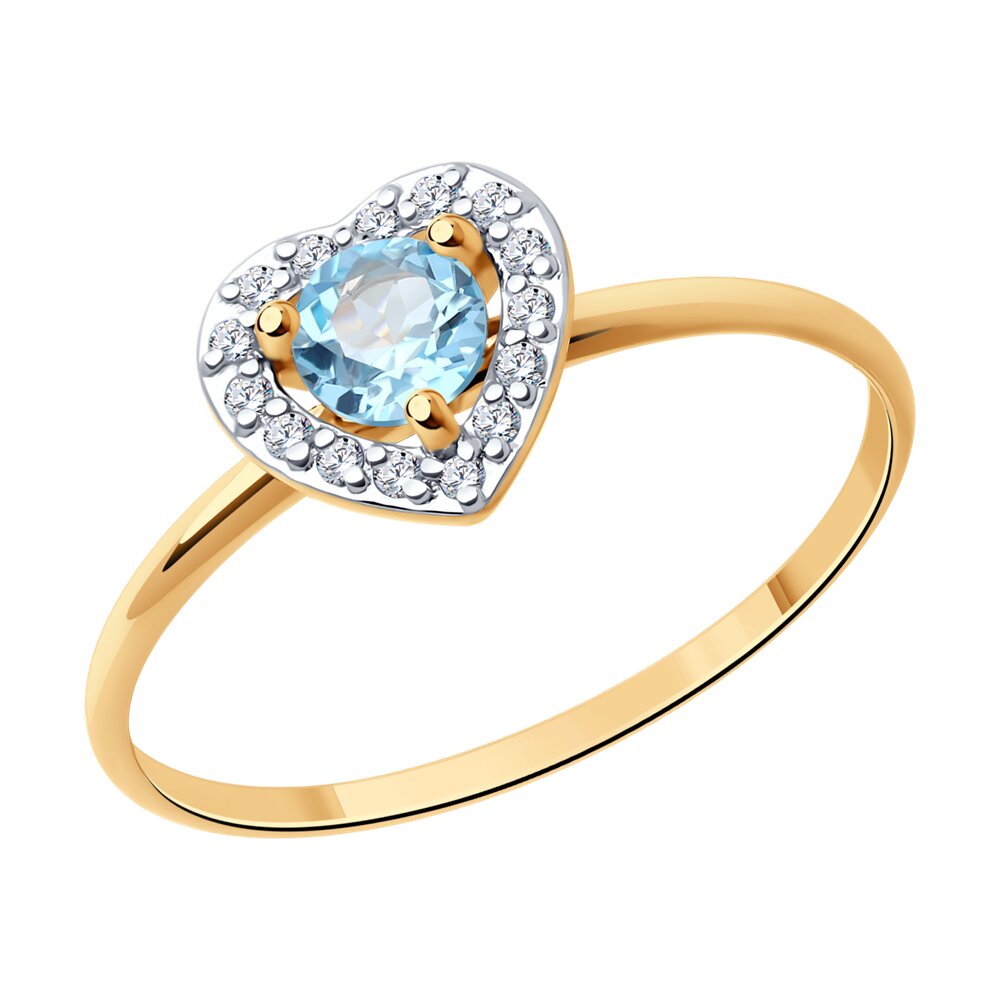

Кольцо из красного золота с бриллиантом/топазом р. 16 SOKOLOV Diamonds 71-00087, 71-00087